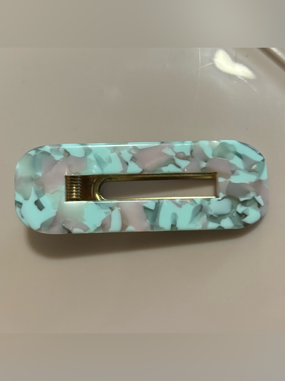Mint & Blush Resin Rectangle Hair Clip